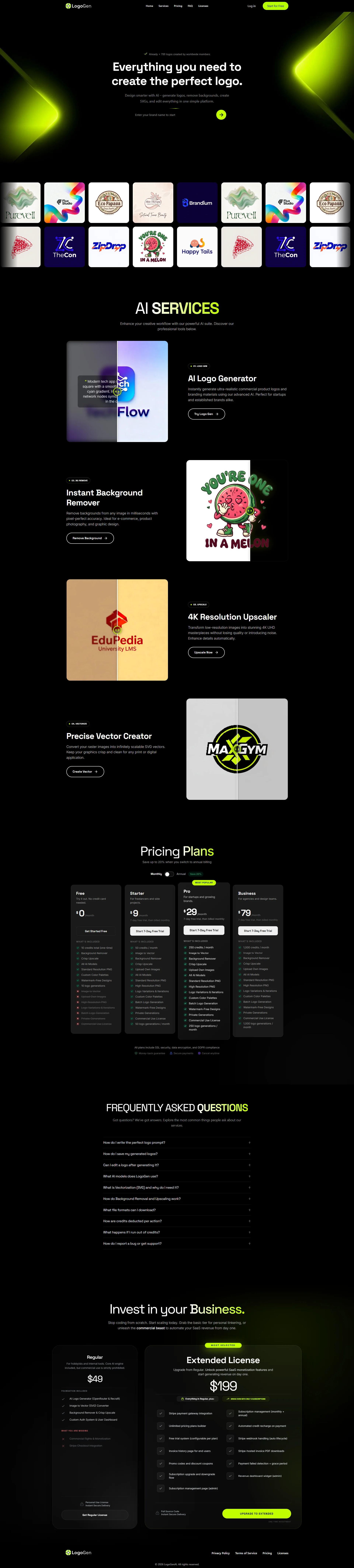 LogogenAI desktop website scroll